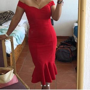 Women retro rockabilly tight red dress